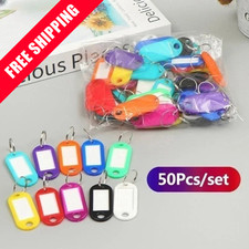 50PCS Plastic Key Tags Labels with Split Ring ID Name Baggage Hotel Tags
