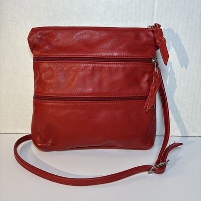 SVEN Berkeley Crossbody Vibrant Red Soft Leather Pristine Interior Handmade USA