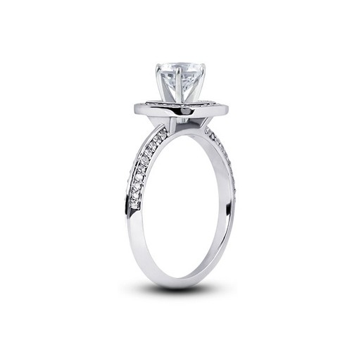 1.93ct E-VS2 Princess Natural Diamonds 18k Halo Ring with Wedding Band - Picture 2 of 4