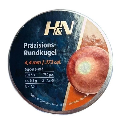 750  H&N Präzisions Rundkugeln/Punktkugeln verkupfert für Luftgewehre 4,4 mm
