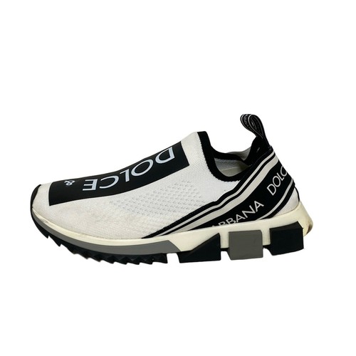 Auth DOLCE&GABBANA - White Black Chemical Fiber Men's Sneakers