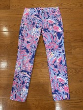 Lilly Pulitzer Kelly Skinny Ankle Pants Size 2 Pink Purple Stretch Tropical