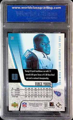 2006 UPPER DECK ROOKIE PREMIERE #30 VINCE YOUNG WCG 10 Mint - Picture 2 of 2