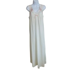 Vanity Fair Vintage Coquette Cottage Lace Floral Nightgown Maxi Slip Dress L