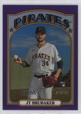 2021 Topps Heritage High Number Hot Box Chrome Purple Refractor JT Brubaker 10ou