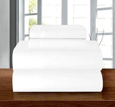 King 4PC Luxury Egyptian Cotton Sheet Set Soft Wrinkle Resistant Deep Pocket Whi