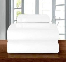 King 4PC Luxury Egyptian Cotton Sheet Set Soft Wrinkle Resistant Deep Pocket Whi