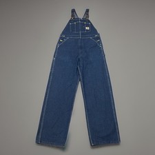 Carhartt Mens Blue Dark Wash Denim Workwear Utility Carpenter Bib Overalls 35R