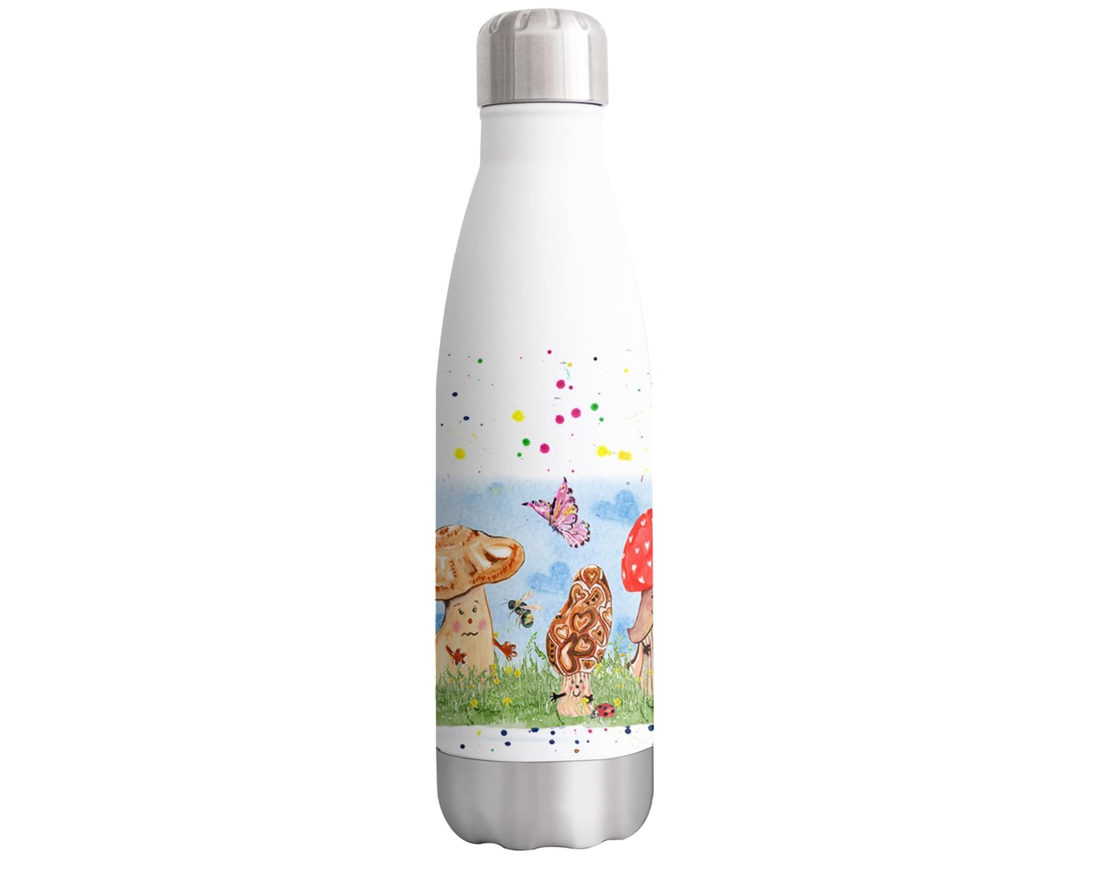 Mushrooms Red Watercolour Bottle double Wall insulated Stainless steel 500ml