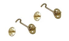 Forged Brass Cabin Hook Latch & Eye 2-1/2" Vibrated Brass 2 Pack