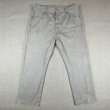 Levis 501 Jeans Mens 36x28 Gray Button Fly Straight Leg Denim 100 Cotton