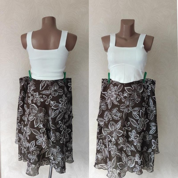 Women Gerry Weber Skirt Brown Chiffon 42 / XL / 50