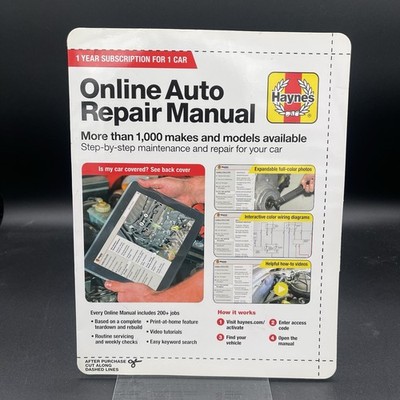Haynes Manual EAC1111 Car Maintenance Online Auto Repair Manual Access Card