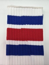 VTG Socks 90s NOS 23" Football Striped Red Royal Tube Soccer Acrylic USA 80s