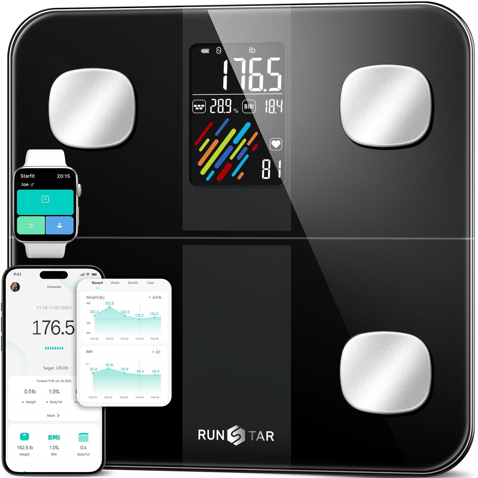 Bilancia Digitale Smart Bluetooth - 18 Indici Composizione Corporea
