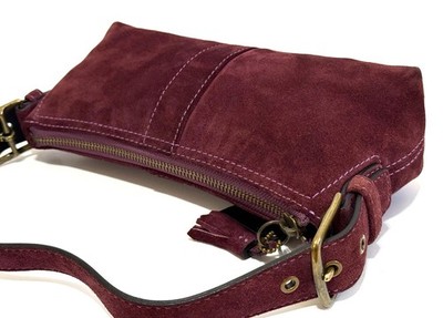 MINT COACH VINTAGE Y2K FINEST SUEDE BURGUNDY EAST WEST DEMI PURSE