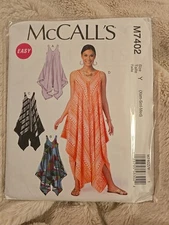 Easy Tent Dress & Jumpsuit Sewing Pattern~Pullover (Sizes XS-M) McCalls 7402 New