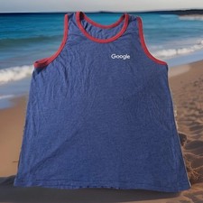 Google Logo Alphabet Employee Issued Summer Tank Top Ringer Shirt Large Vintage