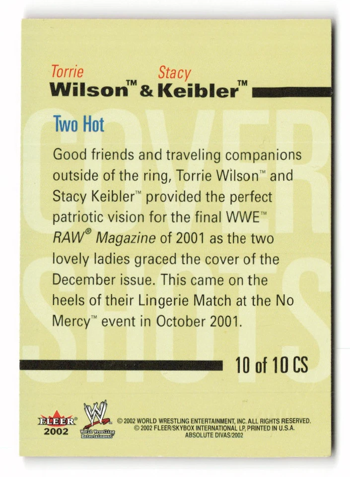 Fleer WWE Absolute Divas 2002 #10 CS Torrie Wilson/Stacy Keibler Cover Shots Foto 2 de 2