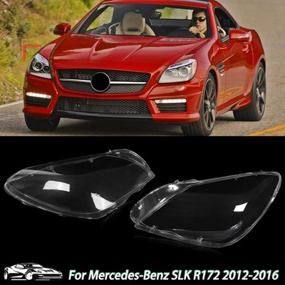 Pair For Mercedes-Benz R172 SLK200 250 350 2012-2016 Front Headlight Lens Covers