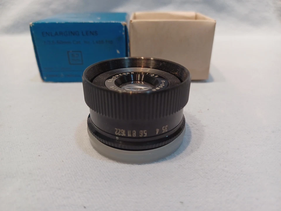 Lente de ampliación vintage El-Omegar 50 mm f3,5 con orig. caja Made In Japan Foto 2 de 4