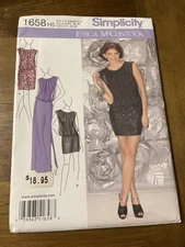 Simplicity Pattern 1658 Ms JESSICA MCCLINTOCK Cocktail/Eve Dress 3 Lengths 6-14