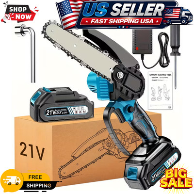 6 inch Electric Mini Chainsaw Cordless Saw Handheld (1X 21V Battery + 1X Chain)
