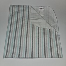Parent's Choice White Gray Blue Stripes Receiving Blanket 30x30 Cotton fading 