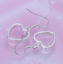 Women's 925 Sterling Silver Love Open Heart Drop Dangle Fashion Earrings