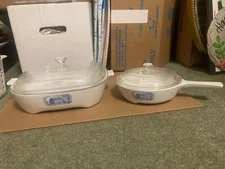 Amana Radarange Corning Ware Browning Skillet & Casserole lot with Glass Lids