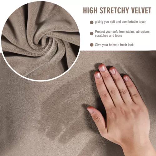 Samt Stretch Elastisch Sofabezug Wohn Couch Schonbezüge Schoner 1/2/3 Sitzer - Bild 109 von 112