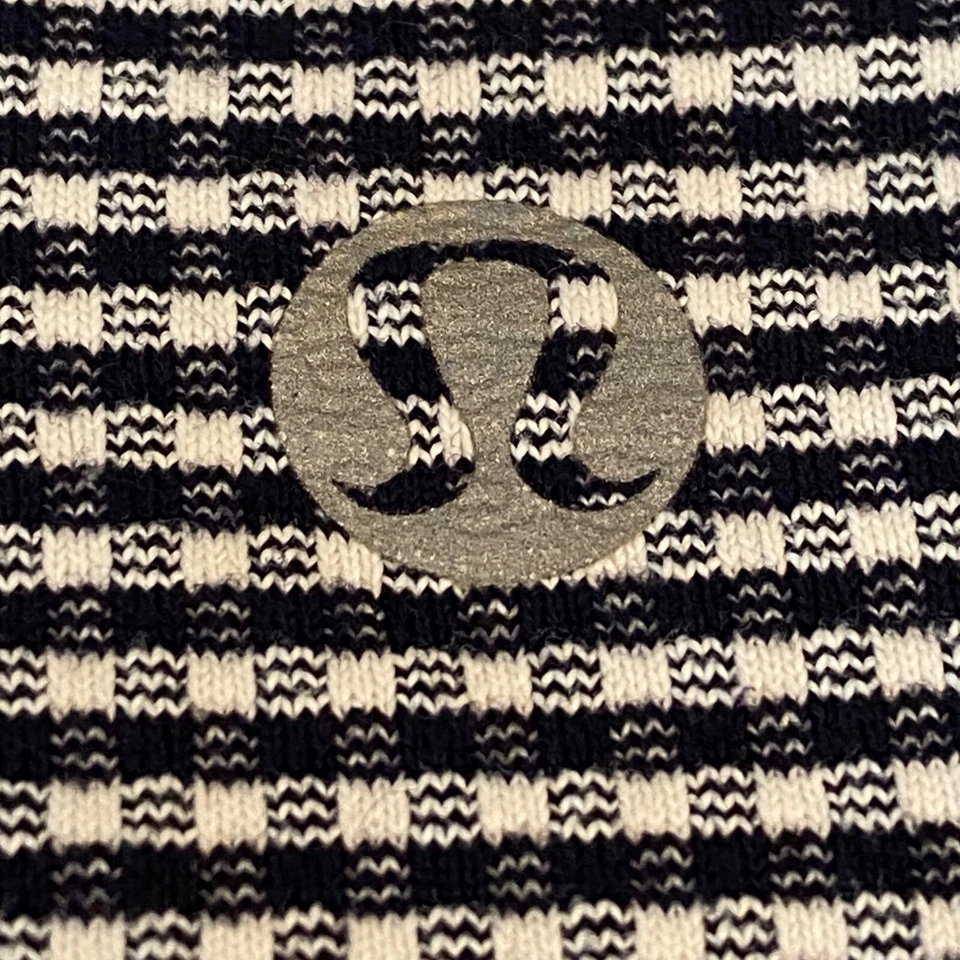 Camiseta sin mangas Lululemon Racerback para mujer talla 2 negra blanca a rayas a cuadros fluida Foto 3 de 4