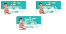 BL Pampers Baby Wipes Aqua Pure Fragrance-Free 112 Count each Three Pack 
