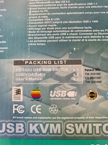 Aten CS-102U Master View Computing USB KVM Switch Mac & PC Brand New Boxed - 第 7/14 張圖片