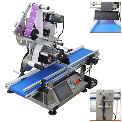 110V Auto Conveyor Table Plate Labeling Machine Bottle Labeler w/ Coding Machine