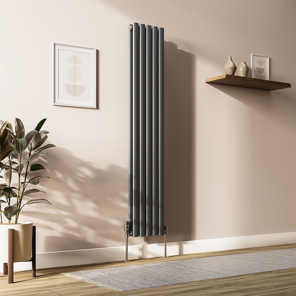 Vertical Designer Radiator Single Double Oval Panel Central