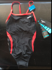 NEW GIRLS SPEEDO PERFORMANCE RACE II TECH RACER PRO SWIMSUIT SIZE 12