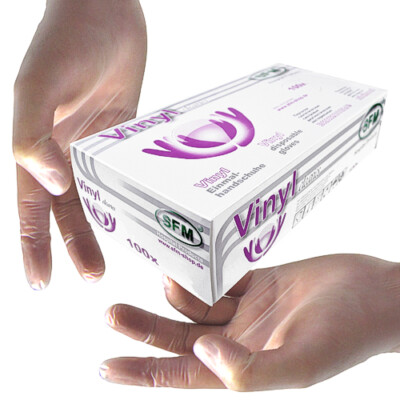 SFM   CLEARIES : Einmal Einweg Vinyl Handschuhe puderfrei klar
