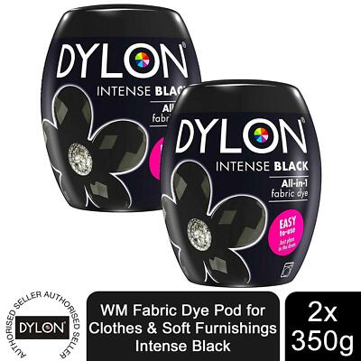 Dylon Waschmaschine Stoff Färbe Pod, Intensives Schwarz, 2 Packungen à 350 g
