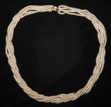 Vintage Matinee Length Freshwater Pearl Six Strand Necklace w. 14k Clasp ShI 