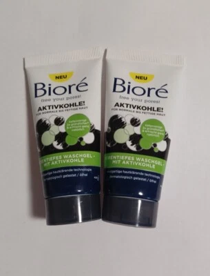 BIORÉ Biore Aktivkohle porentiefes Waschgel 2×29ml Gesichtsreinigung Reisegröße