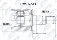 NPW-HY-513 NTY Gelenksatz, Antriebswelle FüR Hyundai,Hyundai (Huatai)