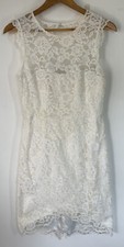 FOREVER NEW Size 10 White Cream Floral Lace Dress Pencil Keyhole Back