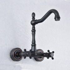 Black Oil Rubbed Brass Kitchen Faucet Bathroom Sink Mixer Tap Wall Mount ssf740