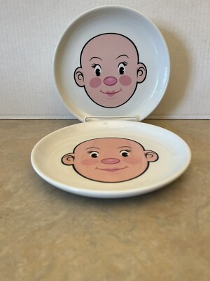 Fred Plays With His Food Lot Of 2 Funny Face Childs Lunch, DinnerPlates