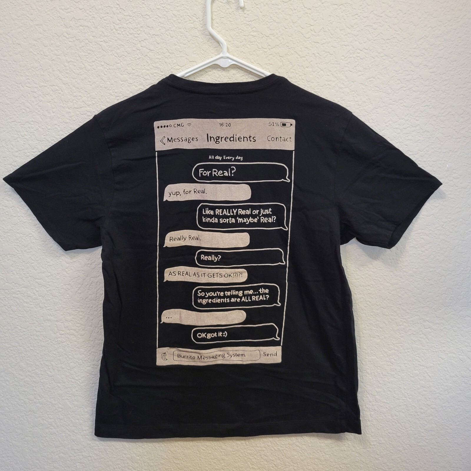 Medium Chipotle Ingredients Text Message Employee… - image 1