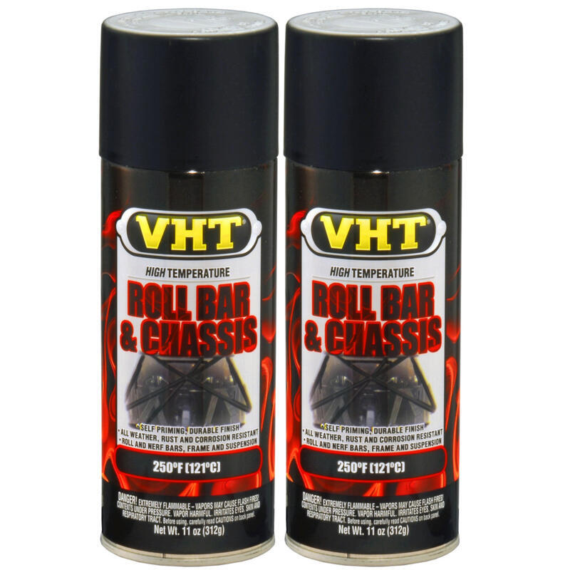 VHT Paint VHTSP671 (2-PACK); Roll Bar & Chassis 11oz Aerosol Satin Black 250°F