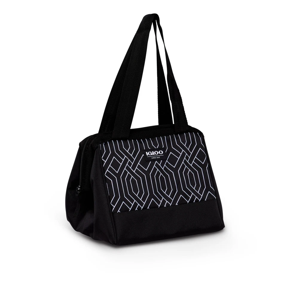 IGLOO Leftover Tote COOLER BAG, 9 Can Capacity, BLACK & WHITE TRELLIS - Image 2 of 4
