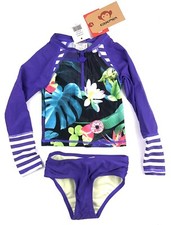 Appaman, Girl  s Size 5 Purple Floral Rash Guard Set, Long Sleeve