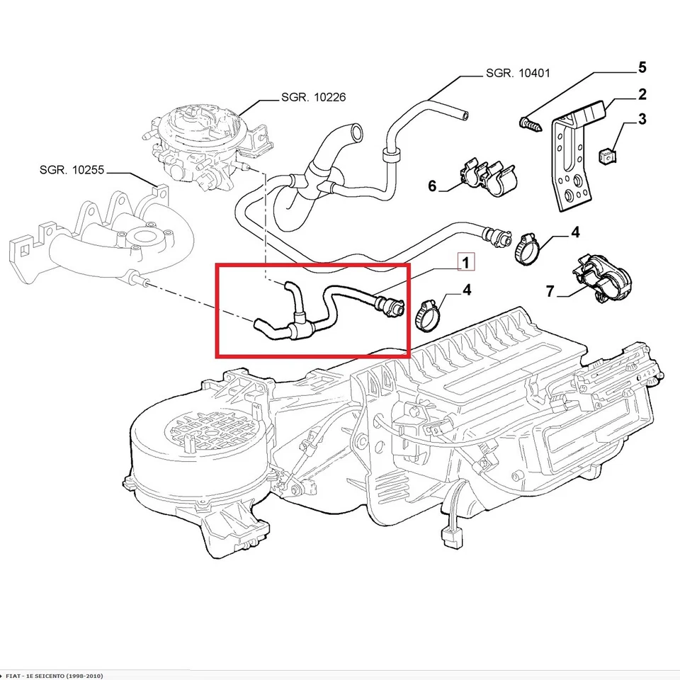 Manga de aquecimento Fiat Seicento 1100 para 46515877 - Imagem 2 de 4